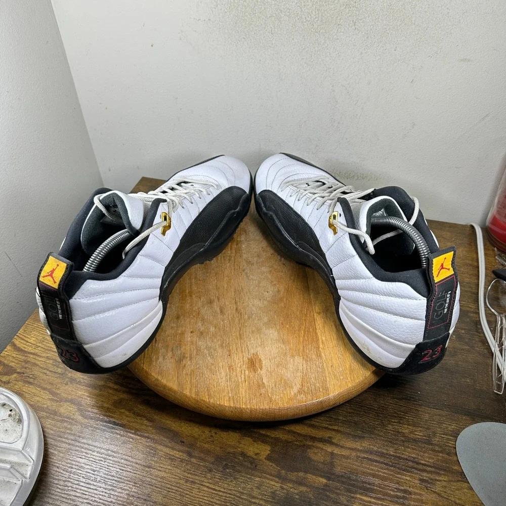 Jordan 12 Low Golf Taxi White Black Gold DH4120-100 Mens Size 15 Spiked Shoes